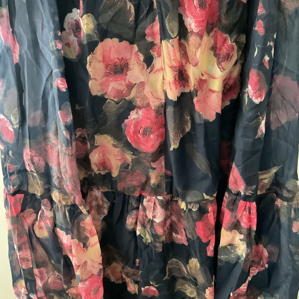 Lulu's Navy Strapless Floral Maxi Dress with Pink Blooms - Picture 10 of 15